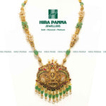 Load image into Gallery viewer, Antique Lakshmi Devi &amp; Emerald Beads Haram