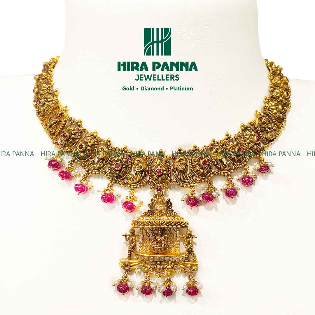 Antique Lakshmi Devi & Ruby Beads Neckwear