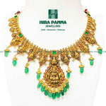 Load image into Gallery viewer, Antique Emerald Beads &amp; Lakshmi Neckwear