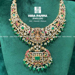 Load image into Gallery viewer, Fancy Pachi Lakshmi Devi &amp; Emerald Beeds Neckwear
