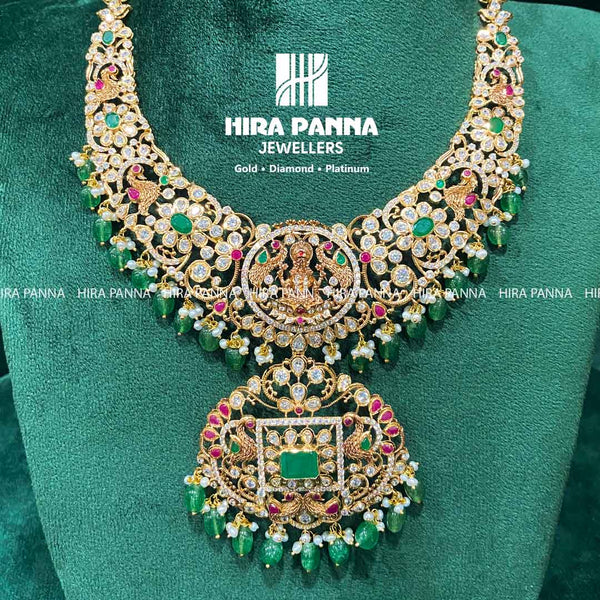 Fancy Pachi Lakshmi Devi & Emerald Beeds Neckwear
