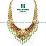 Load image into Gallery viewer, Antique Ramparivar Ruby &amp; Emerald Haram
