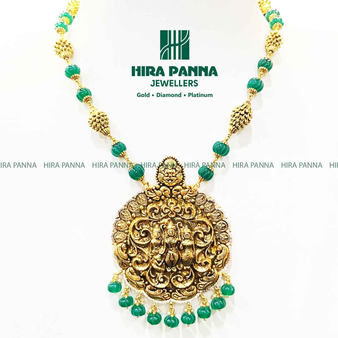 Antique Ramparivar Emerald Beeds Mala