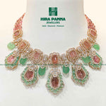 Load image into Gallery viewer, Tourmaline Beads &amp; Russian Emerald Diamond Neckwear
