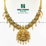Load image into Gallery viewer, Antique Emerald Laxmi Devi &amp; Peacock Neckwear
