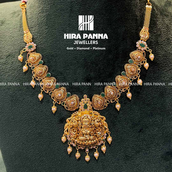 Antique Emerald Laxmi Devi & Peacock Neckwear