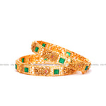 Load image into Gallery viewer, Antique Laxmi Emerald Broad Bangles