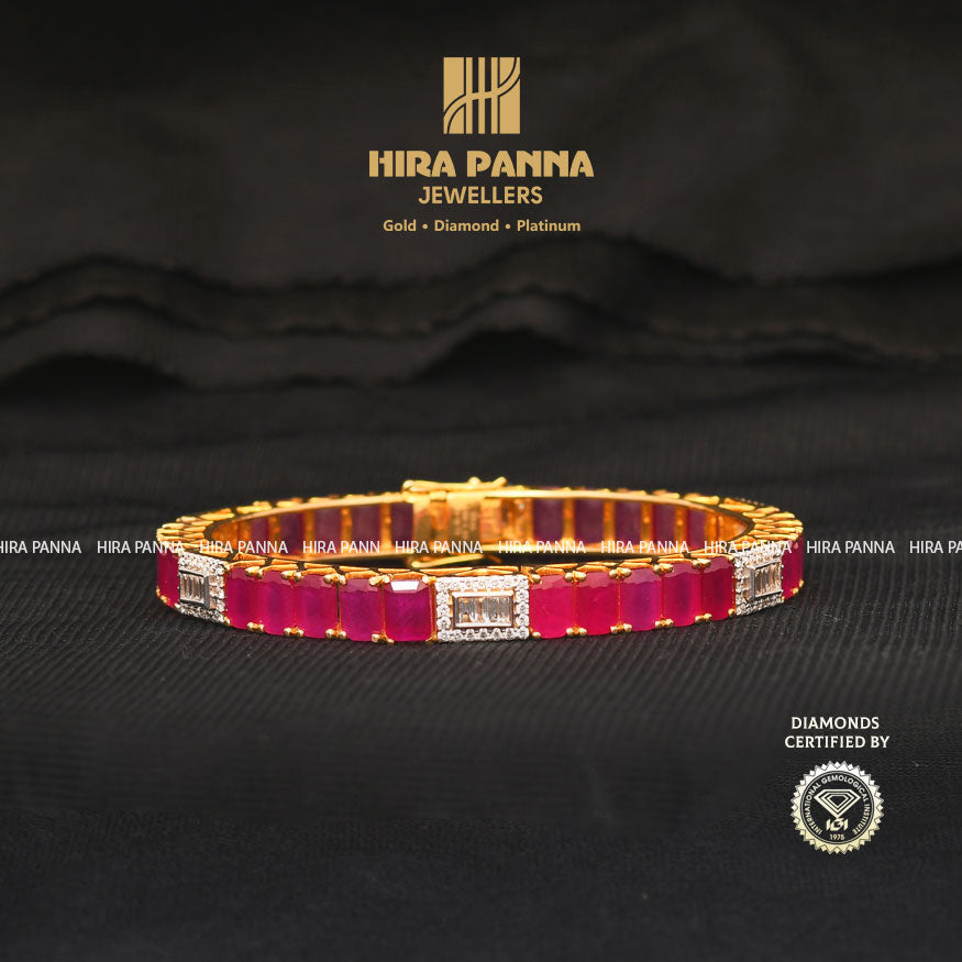 18kt Yellow Gold Real Diamonds Natural Diamond Ruby Bracelet, Weight: 18.5  Gram at Rs 236000 in Mumbai