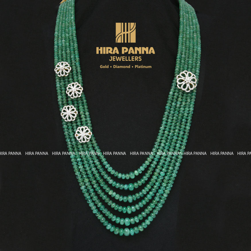 Diamond Long Fancy Emerald Beads Neckwear