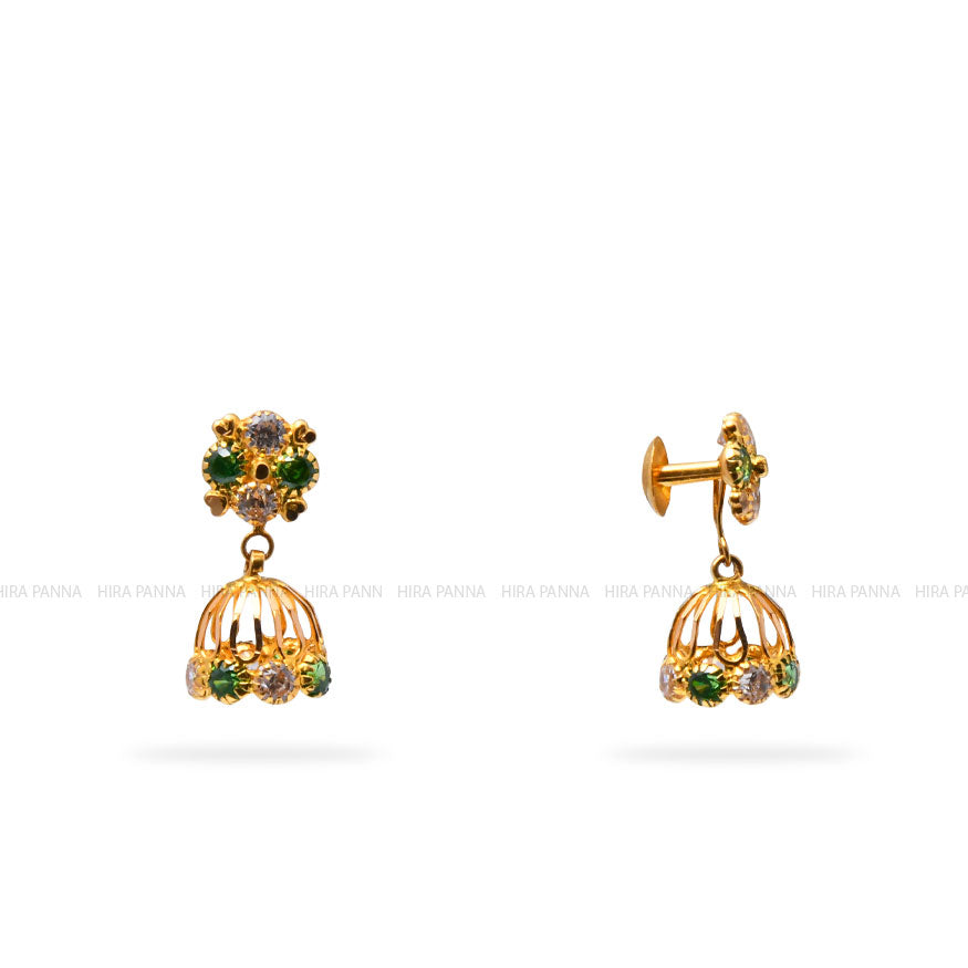 Kudai Jimikki Gold Traditional Stone Jhumka Earrings Online Push Light  Weight J24877 | Online earrings, Jhumka earrings, Traditional jewelry