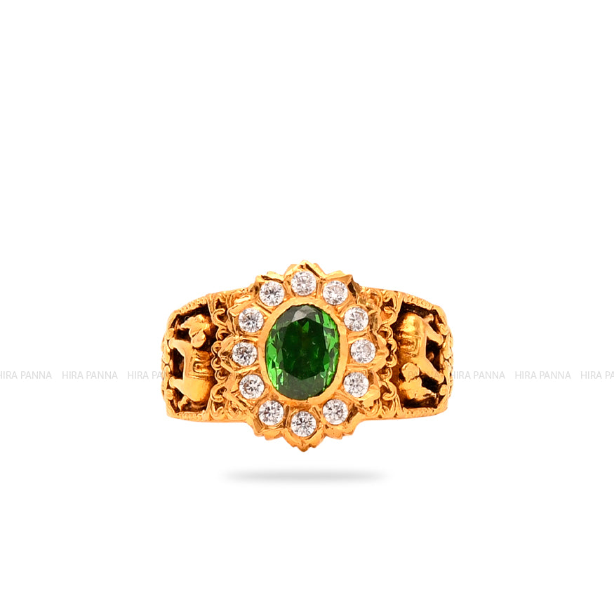 Handmade Elephant Emerald Ring