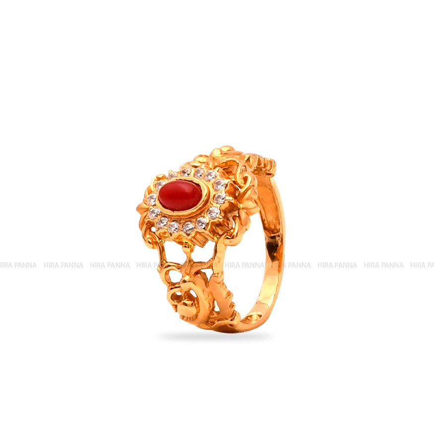 Women Diamond Emerald Ruby Gold Ring at Rs 35500/piece in Jaipur | ID:  20080398162