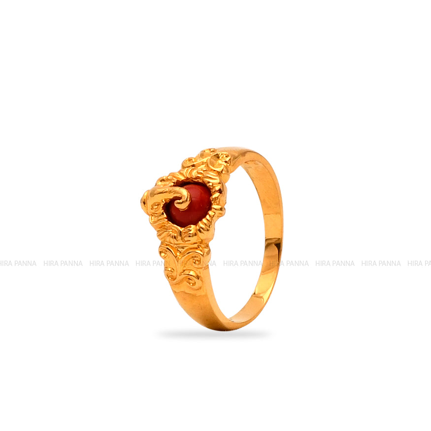 Handmade Coral Ganesh Ring