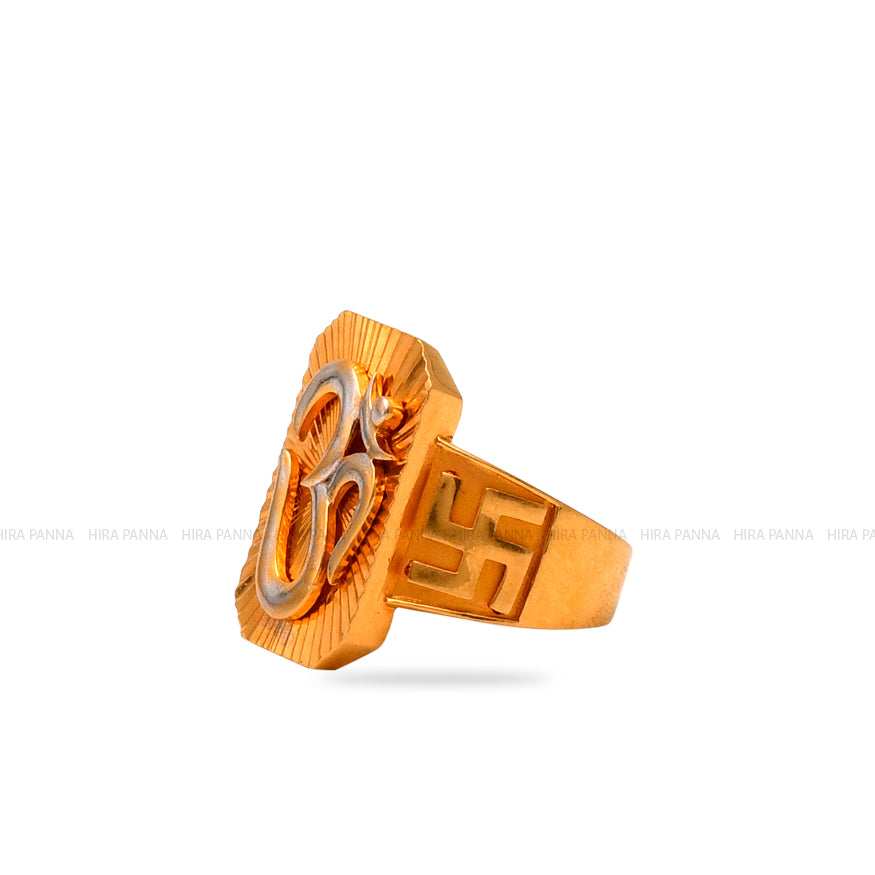 Alvar Swastik Gold Ring For Men | SEHGAL GOLD ORNAMENTS PVT. LTD.