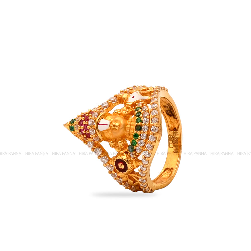 22k Gold Balaji Ring - RiMs9757 - 22kt Gold Balaji Ring. Exclusive make  with embossed Balaji.