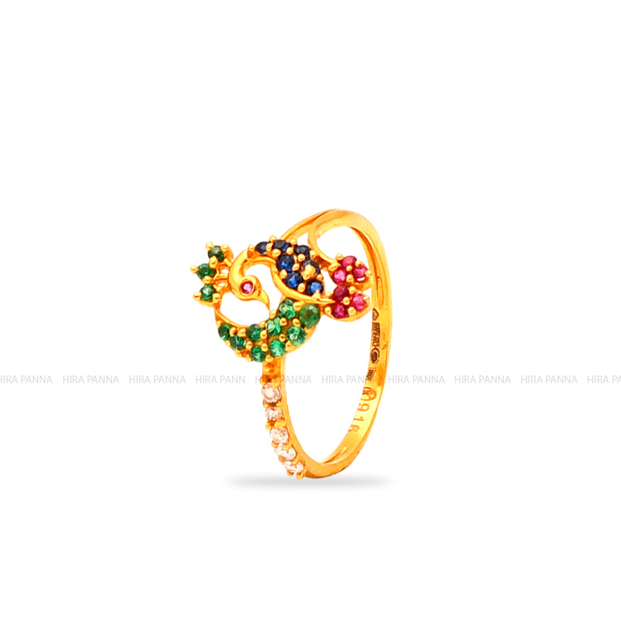 Beautiful Peacock Ring with White Stones - Adjustable – Soniyo.in