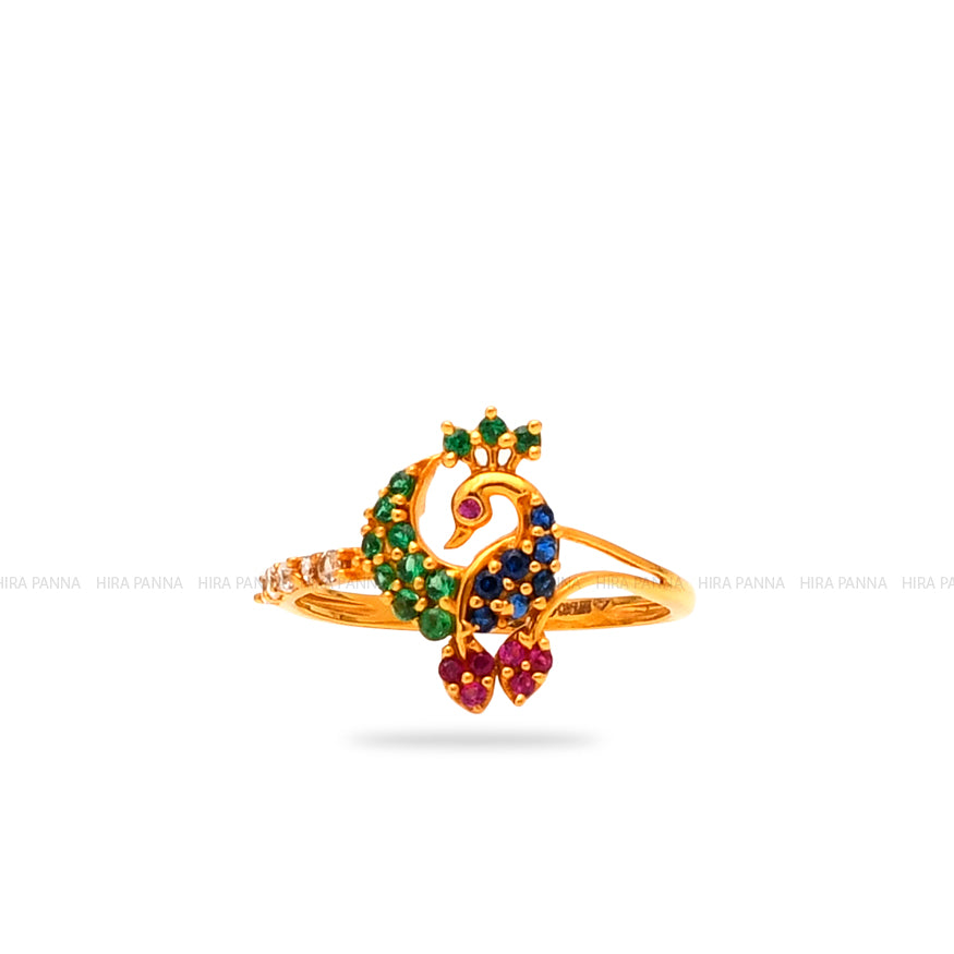 22K Gold 'Peacock' Ring | Gold rings fashion, Gold jewelry indian, Gold  rings jewelry