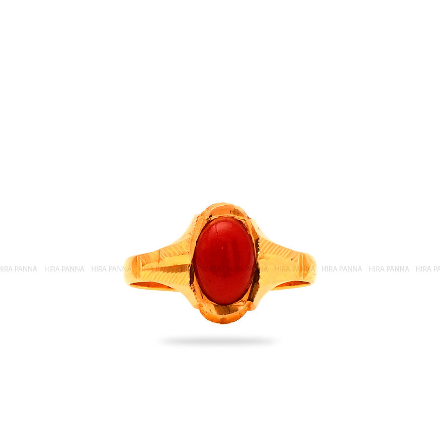Outstanding Mediterranean Oxblood Red Coral Ring in 14k Yellow Gold - Ruby  Lane