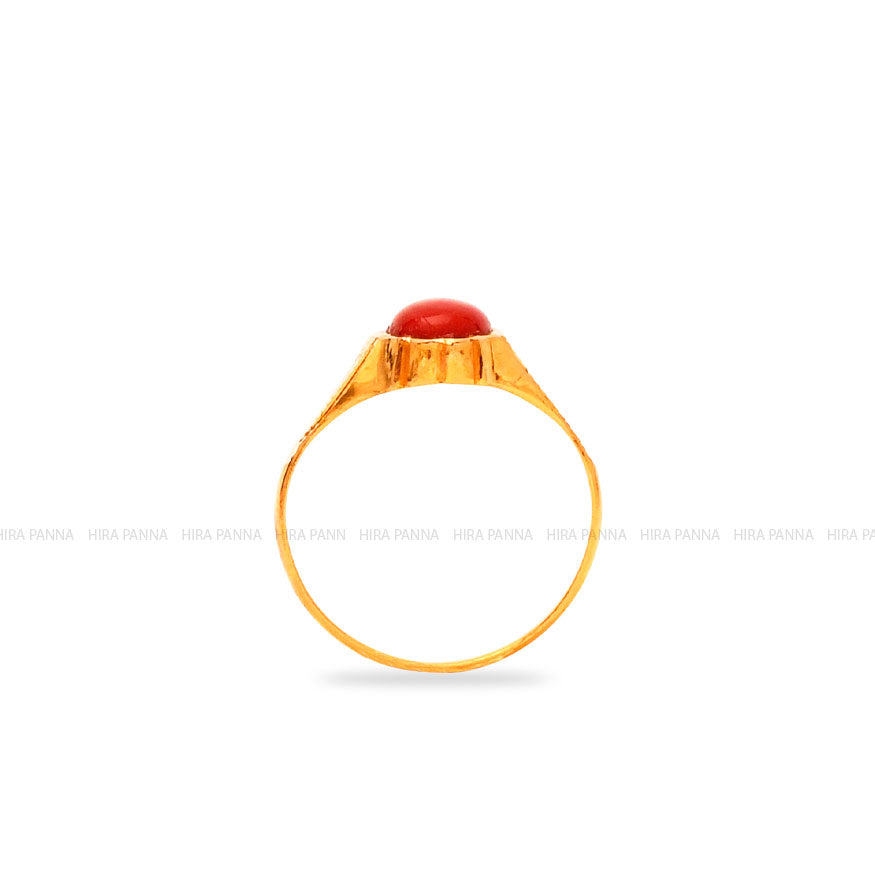 Buy Panchaloha Simple Light Weight Impon Red Coral Gold Ring Designs