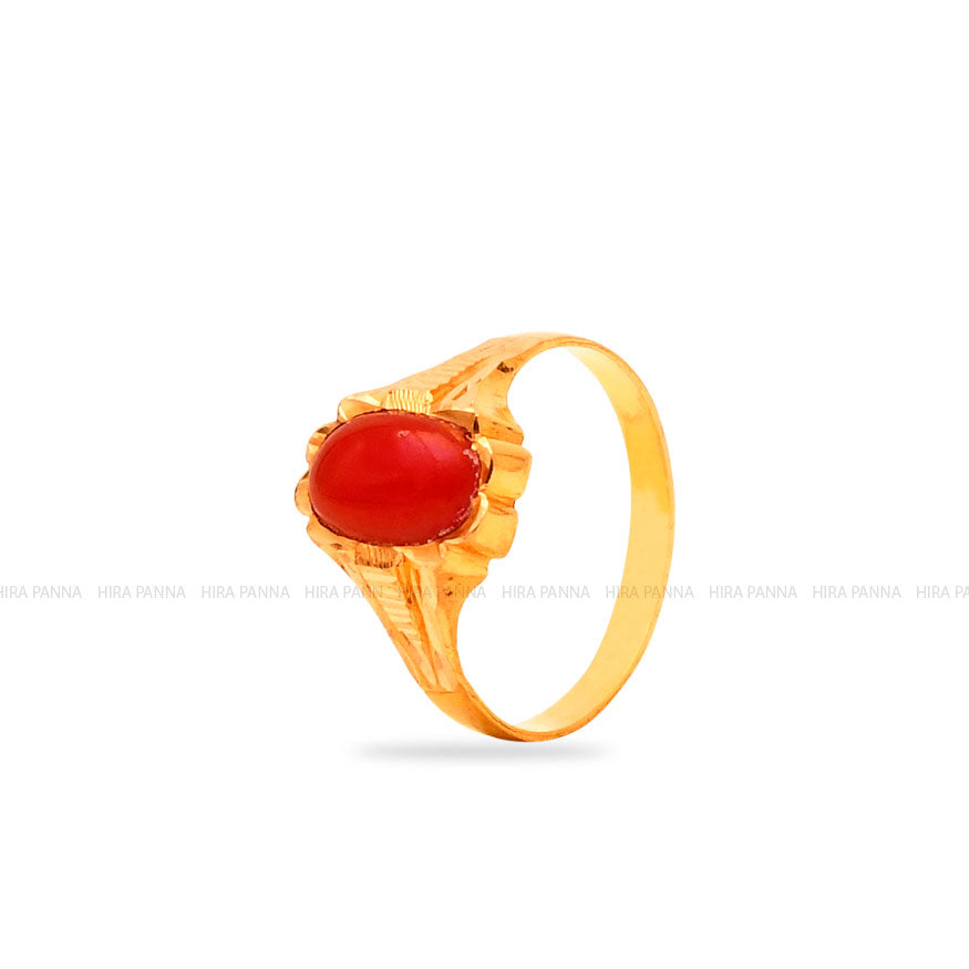 Red Coral Signet Ring Man Gold for Vedic Purpouse Astrology - Eredi Jovon  Venice
