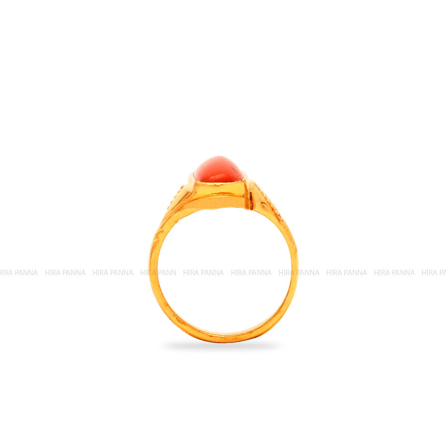 Luscious Antique Orange Agate Cabochon Ring 18K Gold Oldmine