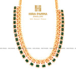 Load image into Gallery viewer, Fancy Emerald Pachi Neckwear (2 in 1 Vaddanam)