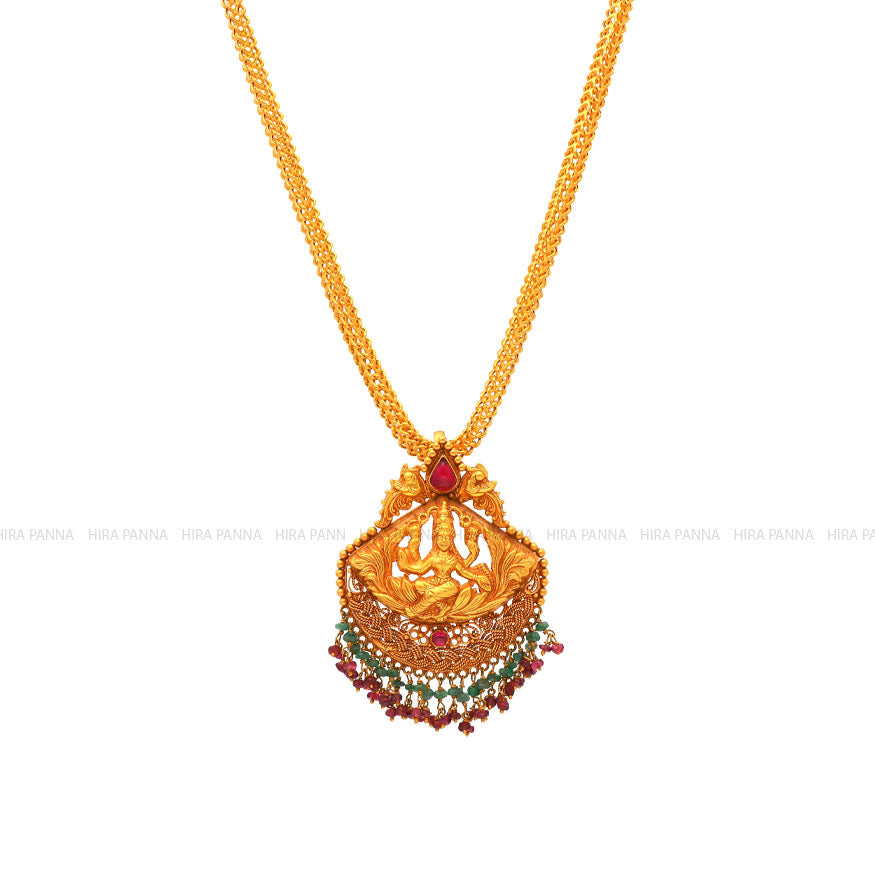 Handmade Lakshmi Devi Pendant With Red Polish