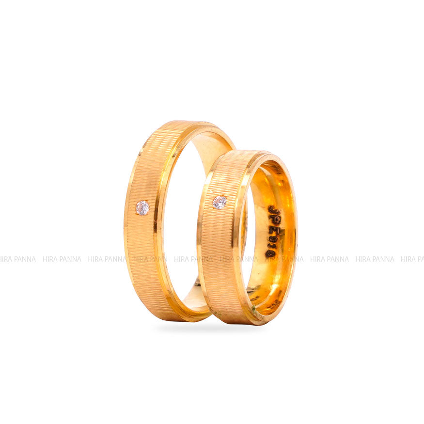 6 Crystal Pure Gold Couple Rings – CouplesEstore