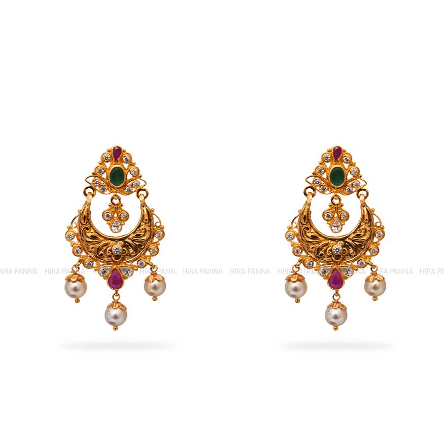 Pretty Chandbali Earrings - South India Jewels