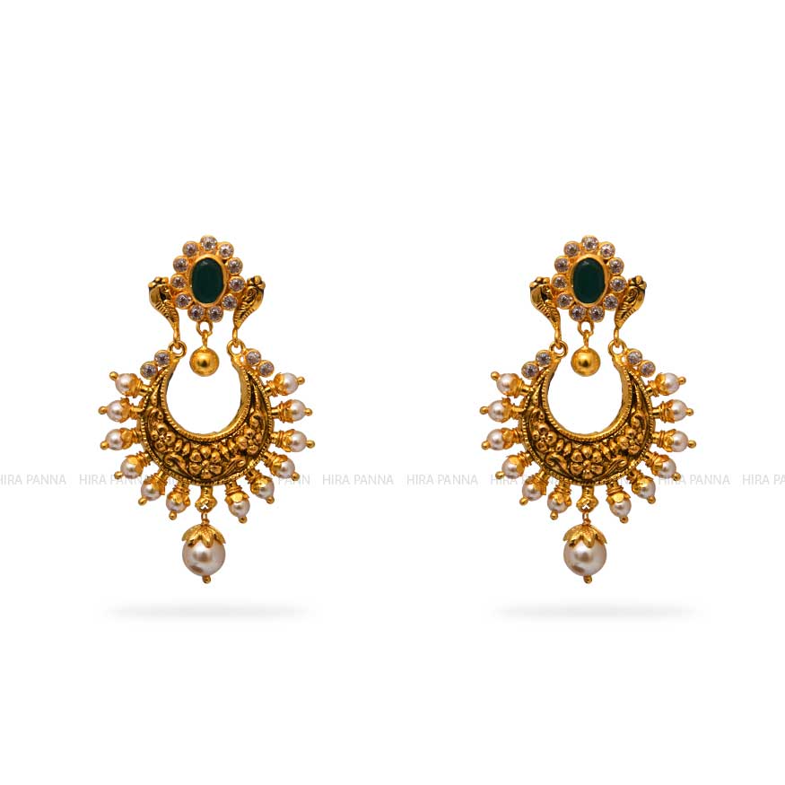 Party Order Antique Gold Plated Chand Bali Earrings at Rs 900/piece in  Mumbai