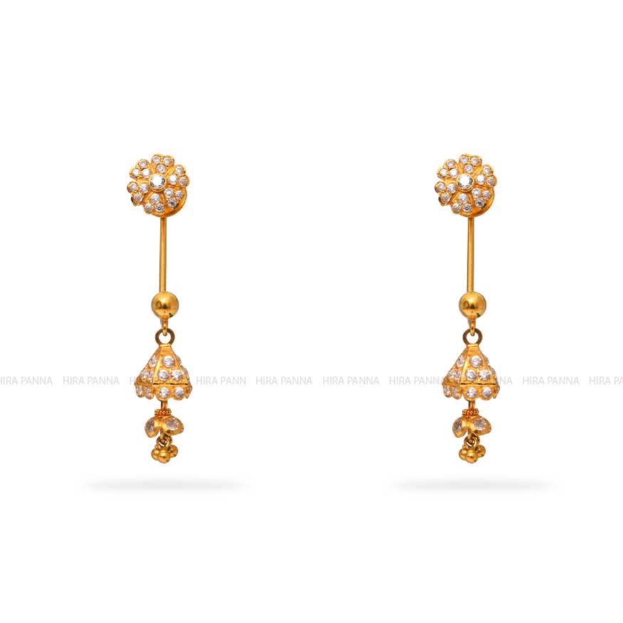 Glorious Designer Pink Stone Kundan Earring with Pearls hanging