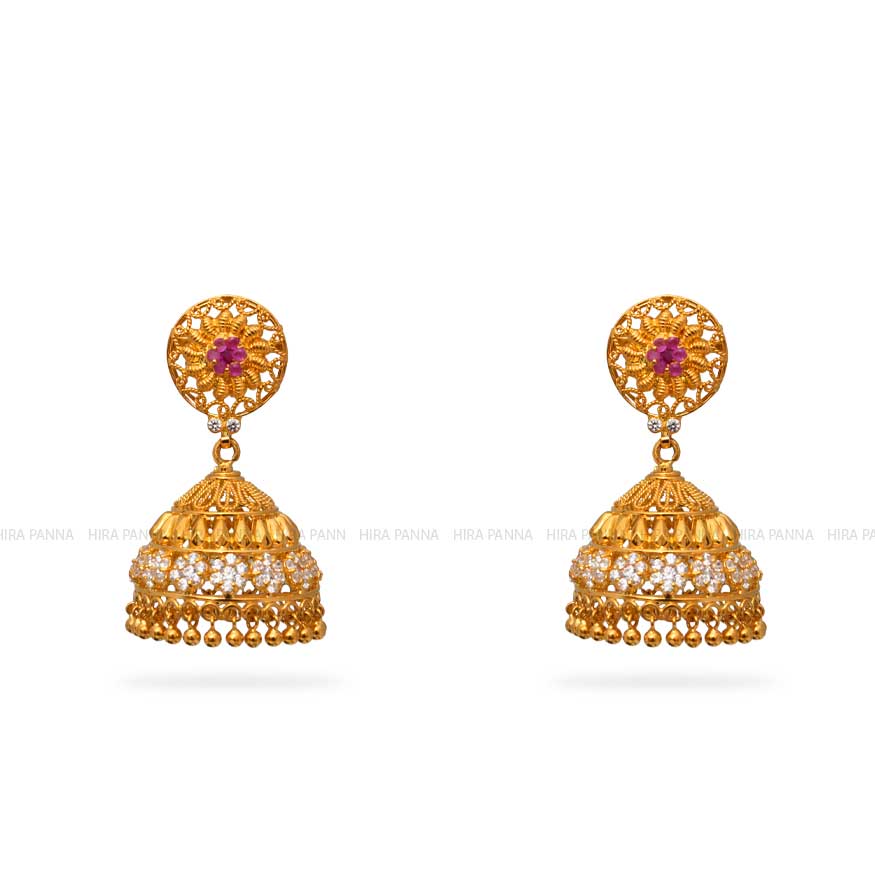 Buy MEENAZ Traditional Temple One Gram Gold Brass Copper South Indian Screw  Back Studs Meenakari Stone Ear Chains Hair Peacock Jhumkas Jhumka Earrings  Combo for Women Girls Wedding chain GOLD JHUMKIM118 Online