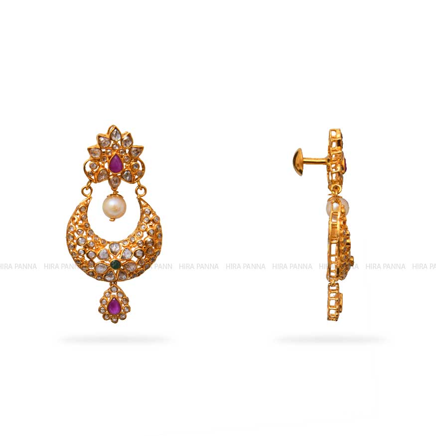 Buy Gold Plated Meenakari Chandbali Earrings by Moh-Maya by Disha Khatri  Online at Aza Fashions.