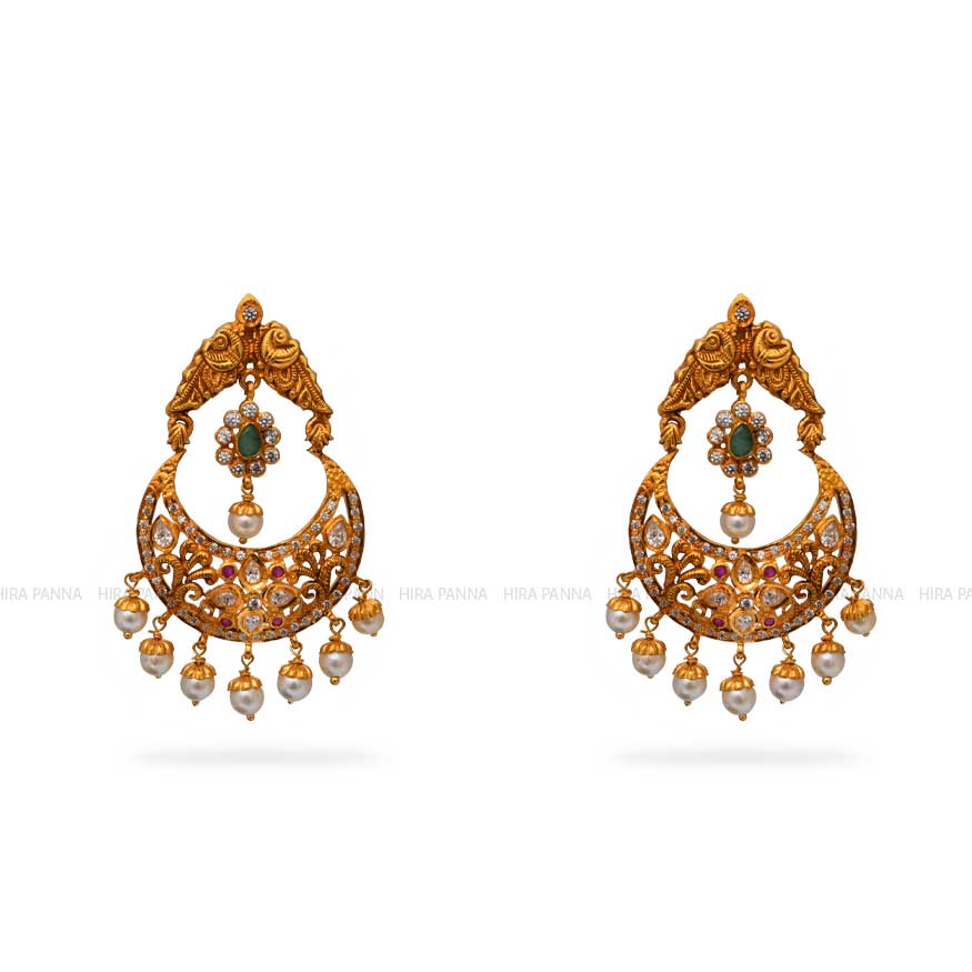 Gold Stone Chandbali Earrings – Bling Box