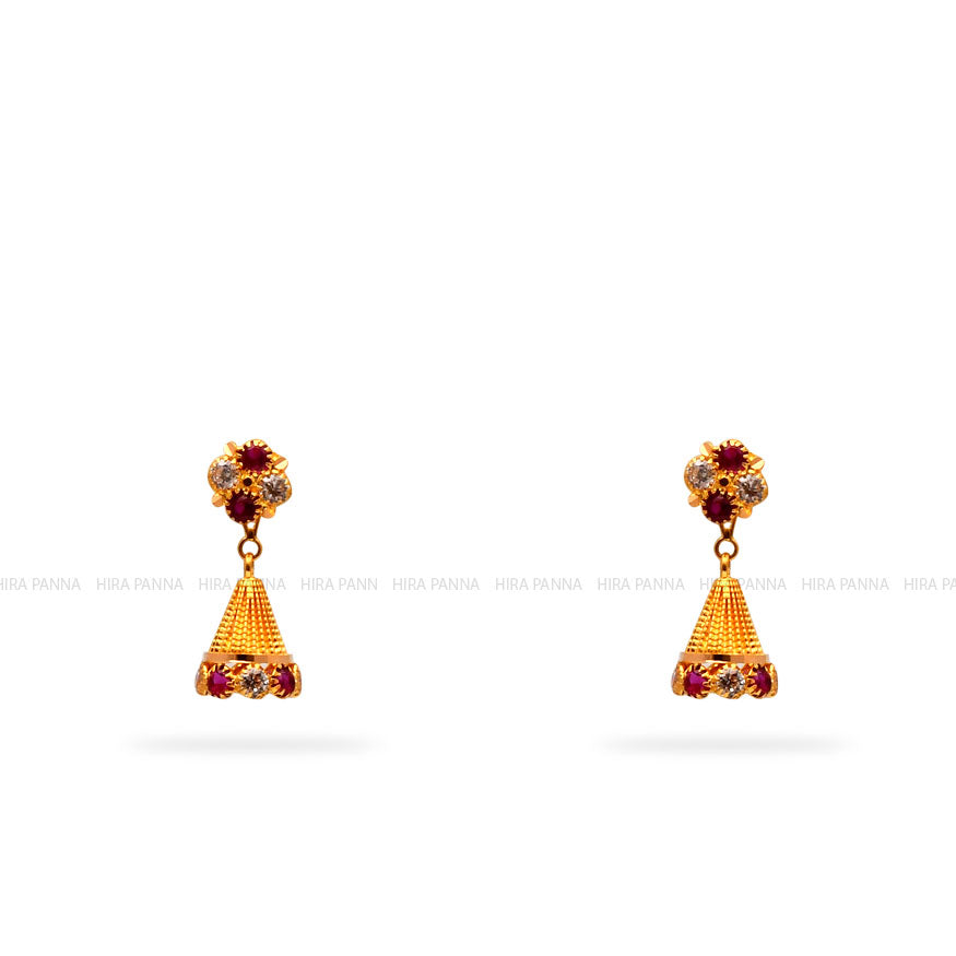Buy quality 916 gold small jhumka hanging Earring in Ahmedabad