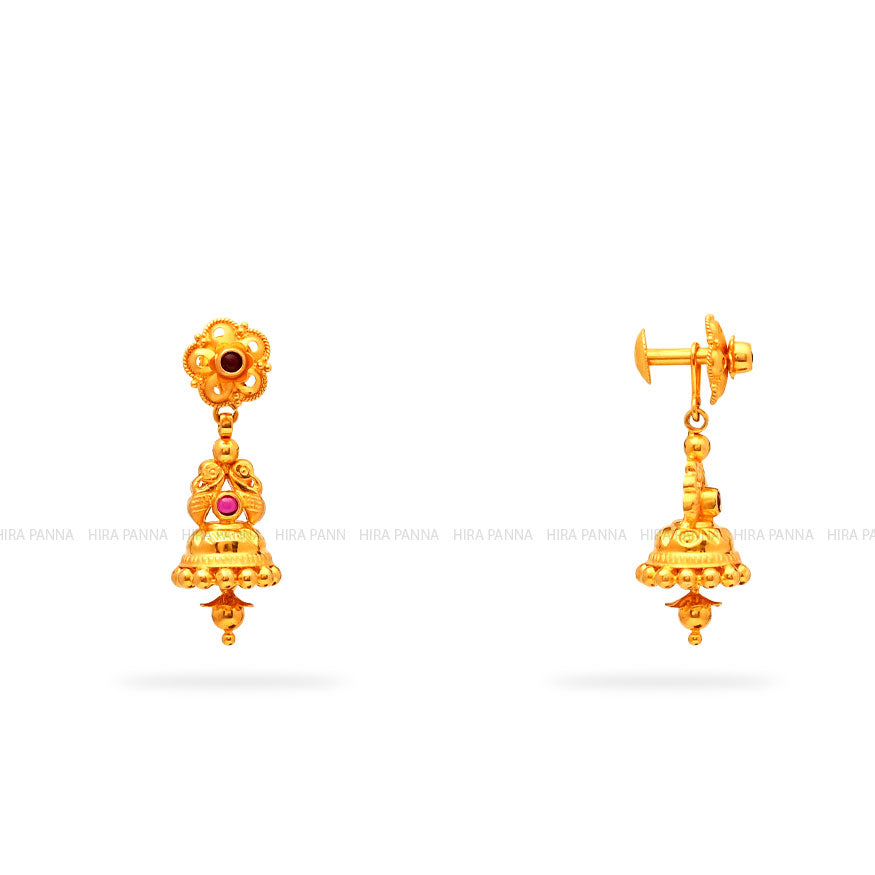 Buy quality Calcutti Fancy Hanging 22k Gold Earring in Rajkot