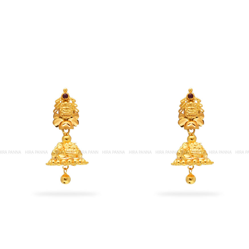 Woma Blue Austrian Stone Gold Plated Jhumka Earrings - 1318353G